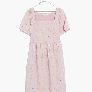 Madewell Eyelet Allie Mini Short Puff Sleeve Dress Pale Dusty‎ Lilac Size Small